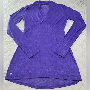 Athleta Heathered Purple Long Sleeve V-Neck Tunic